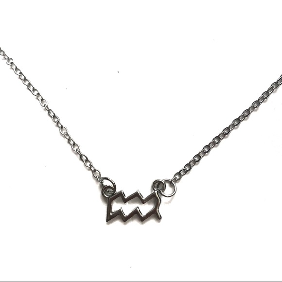 Aquarius Horoscope Sign Pendant Necklace Silver - Picture 5 of 8